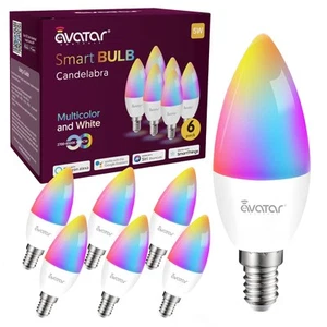 6 Pack E12 Smart Candelabra Light Bulbs – RGB + Tunable White Smart LED Bulb ... - Picture 1 of 7