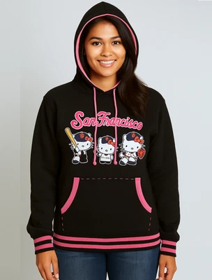 Sudadera con capucha pulóver para dama, peso medio, con diseño de personaje bordado en la parte delantera Foto 1 de 4