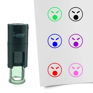 Stempel Smiley Boos 10mm - 6 kleuren - navulbaar - hobby's en spaarkaarten - Afbeelding 1 van 7