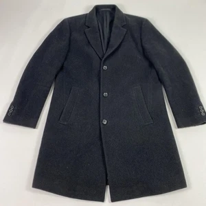 Hugo Boss Stratus Coat Mens 54 Black Cashmere Wool Overcoat Jacket - Picture 1 of 15