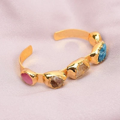 Brazalete Brazalete Áspero Piedra Citrino Turmalina Turmalina Mezcla Natural Gemas Foto 1 de 4