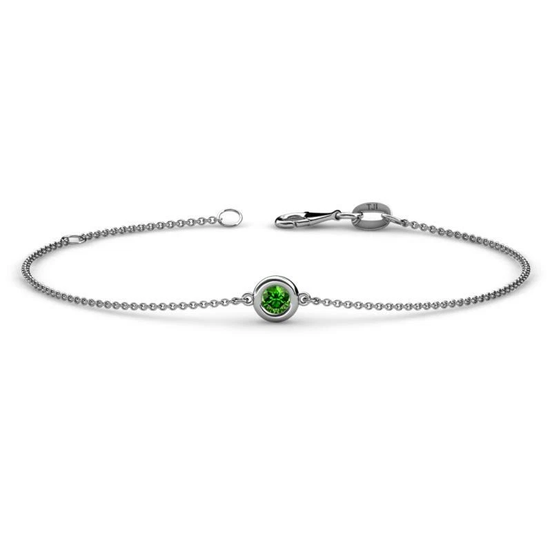 Green Garnet Solitaire Station Minimalist Bracelet 1/5 ct 14K Gold JP:183727 - Image 1 of 1