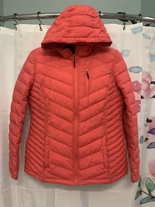 Nautica Women's Water Resistant Puffer Packable Zip Jacket Coral large Hooded - Picture 1 of 12
