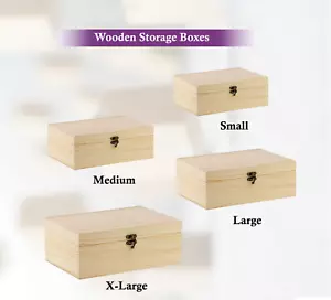 Natural Finish Wooden Keepsake Storage Boxes with Locking Clasp Box Organizer - Picture 1 of 19