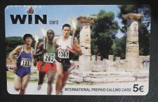 GREECE - ATHLETES WIN PREPAID CALLING CARD 5 EUROS USED GRIECHENLAND GRIEKENLAND