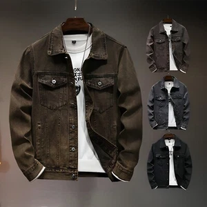 Mens Denim Jackets Trucker Classic Vintage Workwear Western Stonewash Jean Coat - Picture 1 of 18