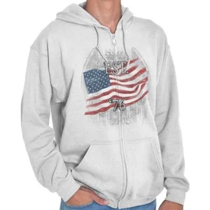 American Flag USA Patriotic United States Adult Zip Hoodie Jacket Sweatshirt - Picture 1 of 8