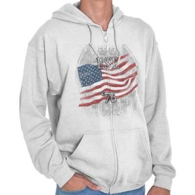 American Flag USA Patriotic United States Adult Zip Hoodie Jacket Sweatshirt - Image 1 of 4