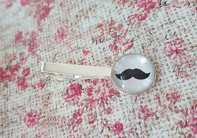  Clip de corbata bigote blanco y negro de 18 mm, accesorios para hombre Foto 1 de 4