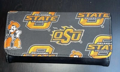 OSU Oklahoma State University Cartera Bolso sin asas Tela Vinilo 7.5"x4" Excelente Estado Foto 1 de 4