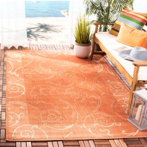 SAFAVIEH Outdoor CY2665-3202 Courtyard Terracotta / Natural Rug - Picture 1 of 26