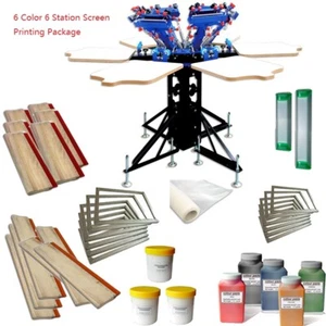 Full DIY Package 6 Color 6 Station Screen Printing Kit with Color Pigments New  - Picture 1 of 7