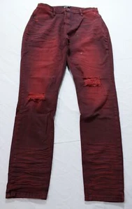 Swank A Posh Women's On Your Mind Distressed Skinny Jeans WR4 Burgundy Size 1XL  - Picture 1 of 6