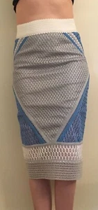 NWOT Jonathan Simkhai Blue White Gray Sheer Panel Crochet Skirt S - Picture 1 of 5