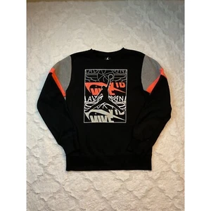 Jordan Pullover Sweatshirt JUMPMAN Graphic Black Gray Orange - Picture 1 of 6