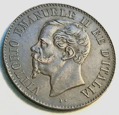 1867-M Italy 2 Centesimi Nice Original XF+ KM 2.1 2-Year Type CHRC - Image 1 of 2
