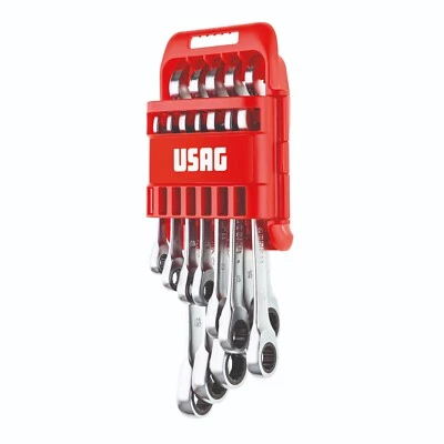 Kit 12 chiavi inglesi combinate a cricchetto piatte - USAG 285 KB/DS12 - Immagine 1 di 4