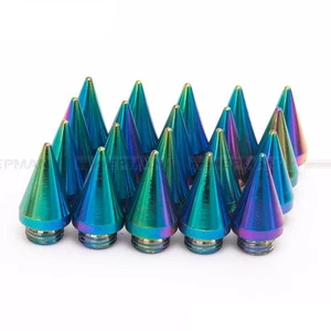 20PCS Neochrome Aluminum Extened Tuner Spikes For Wheels Rims Lug Nuts JDM - Picture 1 of 5