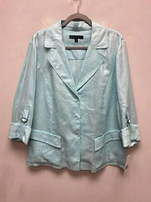 Lafayette 148 York Womens Mint Green Roll Tab Sleeve Office Linen Jacket 16 $398 - Image 1 of 4