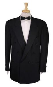 Hugo Boss Vintage 90's Black Double Breasted Formal Tuxedo Blazer 40R - Picture 1 of 9
