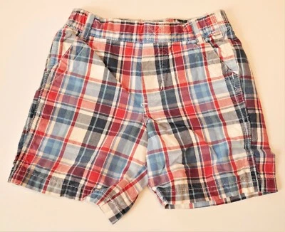 PRIMERAS IMPRESIONES NIÑOS INFANTE 100% ALGODÓN CUADROS AZUL ROJO PANTALONES CORTOS TALLA 6-9 MON NUEVO Foto 1 de 2