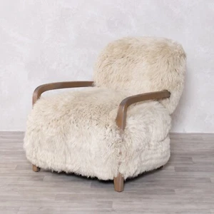 SHEEPSKIN ARMCHAIR FLUFFY ARMCHAIR LONG HAIRED SHEEPSKIN LUXURY ARMCHAIR - Picture 1 of 14