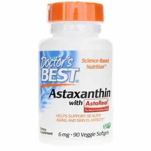 Doctors Best Astaxanthin With AstaReal 6 mg 90 softgels anti-aging support - Picture 1 of 3