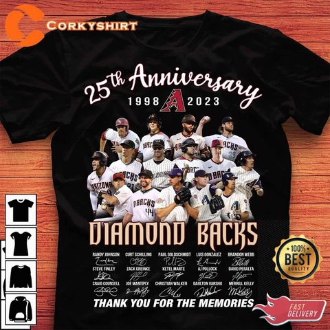 25th Anniversary Diamond Backs Thank You For The Memories T-Shirt Gift Fan S-3XL Cover