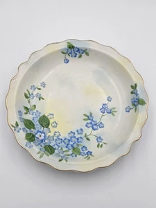 Vintage Lefton China Hand Painted Blue Forget Me Nots 7" Bowl EUC - Picture 1 of 6