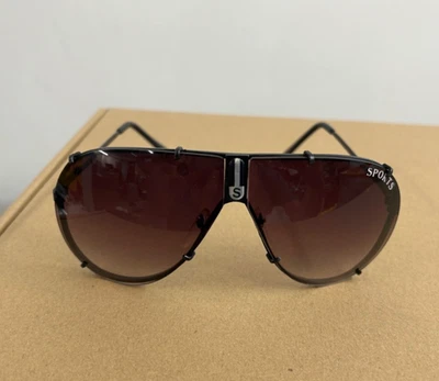 VTG 90's Sports Aviator Pilot Oversized Full Frame Black Sunglasses - Image 1 of 4