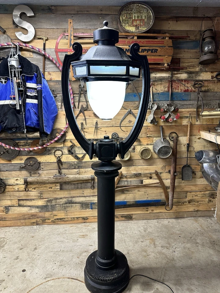 Vintage Black Milwaukee Harp Street Lamp Converted Into Floor Lamp, Works - Image 1 of 4