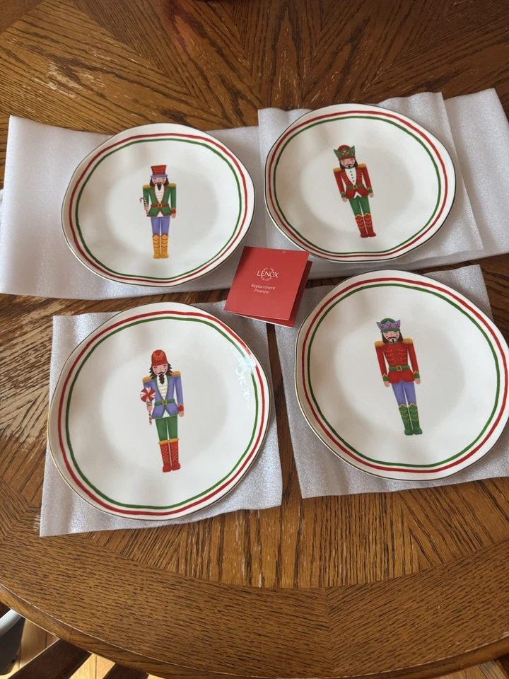 Lenox 896881 Nutcracker Dinnerware Accent Plates Set of 4 Assorted Christmas ...