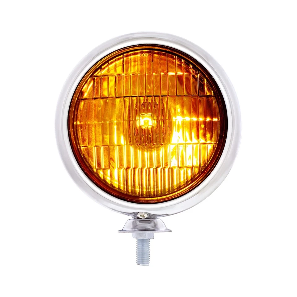 6V Vintage Chrome Fog Light Amber Lens OE C364009