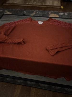 Suéter Van Heusen Mujer Grande Naranja Quemado Borde de Encaje Preppy Nuevo sin Etiquetas Foto 1 de 4