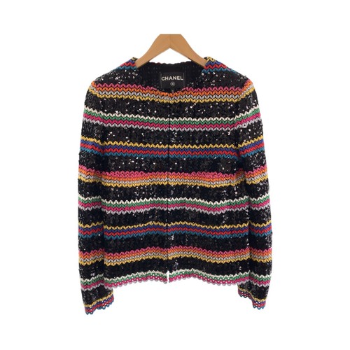 CHANEL Collection linea paillettes P72607V64263 giacca cardigan senza colletto Multicolore