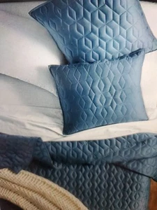 Oak Quilt King Size Marineblau Baumwolle Tencel 300 Fadenzahl Tagesdecke Neu mit Etikett - Bild 1 von 6