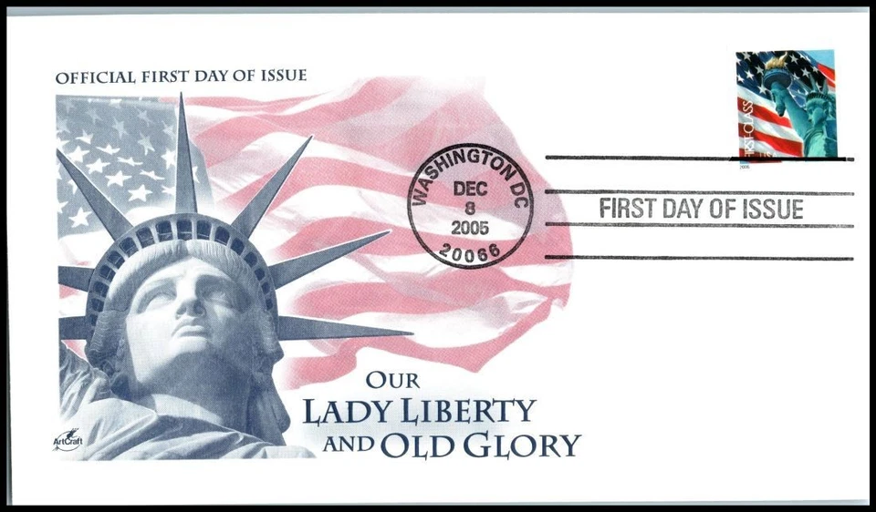 Bandera y Estatua Libertad 2005 Sc 3972 sin denominación 39c folleto FDC con ArtCraft Foto 1 de 1