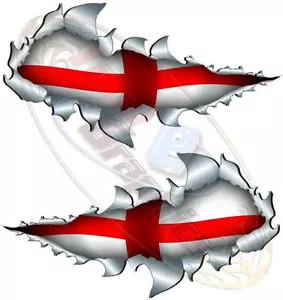 Large Pair St George Flag EnglandMetal Rip Sticker Car Truck Van - Picture 1 of 1