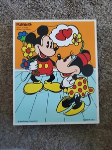 Vintage Playskool Wooden Puzzle 190-17 Walt Disney Mickey and Minnie 7 Pieces - Picture 1 of 6