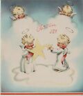 Vintage 1940'S Unused Cupie Angels Cherubs On Clouds Christmas Greeting Card