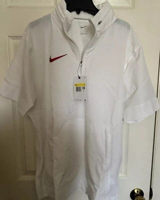 Chaqueta de entrenador tejida de manga corta pequeña para hombre Nike blanca/roja universitaria DV6755-103 Foto 1 de 4