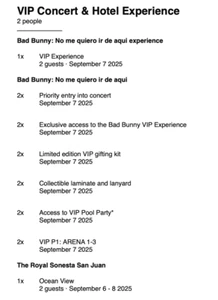Bad bunny VIP Concert Experience- Sept 6-8 - Picture 1 of 1