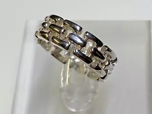 Sterling Silver 925 Ring Chain Pattern Size 3.36g K1/2 - Picture 1 of 8