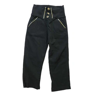 Girls Stretch Black Pants, brass button design S/M 20.5 in - Picture 1 of 8