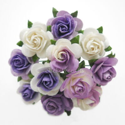 2.0cm Purple Mixed Mulberry Paper Flower Rose Wedding Topper Headpiece Basket R3 • 54.24€