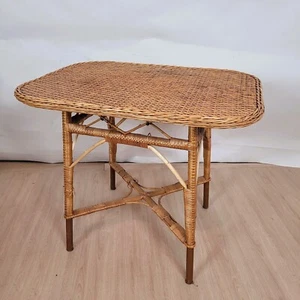 Table de Salon En Rotin, Milieu XXème Siècle - Picture 1 of 6