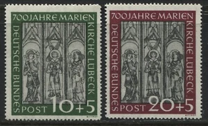Germany 1951 Marienkirche Lubeck Semi-postal set of 2 unmounted mint NH - Picture 1 of 1