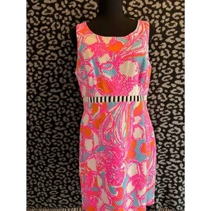 Lily Pulitzer Pink/Blue/White dress, with waist cut outs Sz 12 - Picture 1 of 6