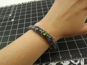 DEAD PAWN Sterling .925/18K Gold bracelet by BJC PERIDOT/AMETHYST Bracelet - Picture 1 of 12