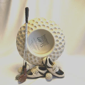 Button and Burton Picture Frame Golf Balls Golfing Shoes Golf Clubs Dad Mom 3"x3 - Picture 1 of 6